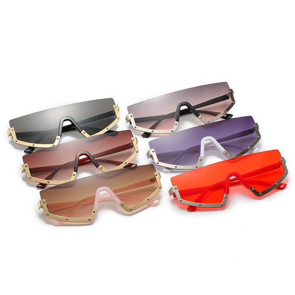 

vintage semi-rimless sunglass women men fashion party holiday eyewear peasonality conjoined sunglasses 2020 sun glass, White;black