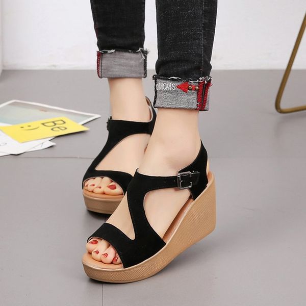 

2019 sandal women flat shoes summer roman toe sandal, Black