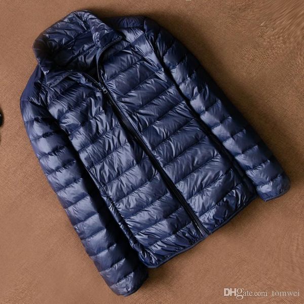 

duck down ultralight jacket men thin down parkas puffer coats autumn winter overcoat windbreaker casual plus size m-4xl wholesale cheap, Black