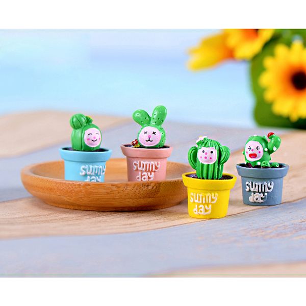 

4pcs cute mini cactus ornament home office desk decor garden diy crafts