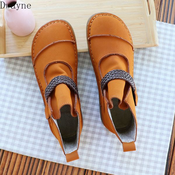 

sen female flat boots short boots autumn and winter new comfortable harajuku literary and bare single, Black