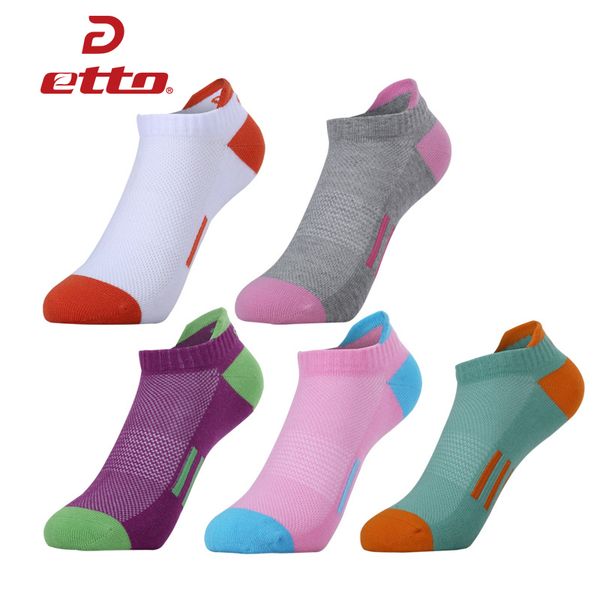 

etto 5 пар / лот женщины хлопок бег велоспорт носки тапочки спортивные лодыжки носки леди девушка красочные спортивные носки лодки heq027, Black