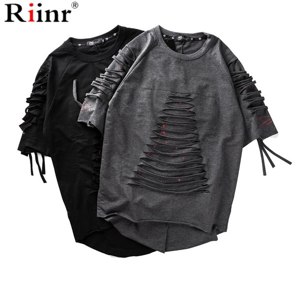 

riinr 2020 новый хлопок полые поддельные двухсекционный футболка мужчины o-образным вырезом футболка с коротким рукавом повседневная мужская, White;black