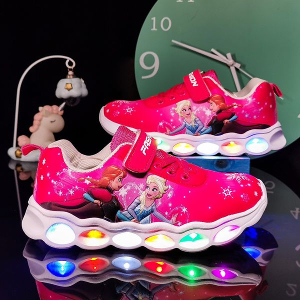 

recoisin new fashion led shoes sneakers girls kids shoes children boys light up luminous glowing illuminated lighting princess t200421, Black;red