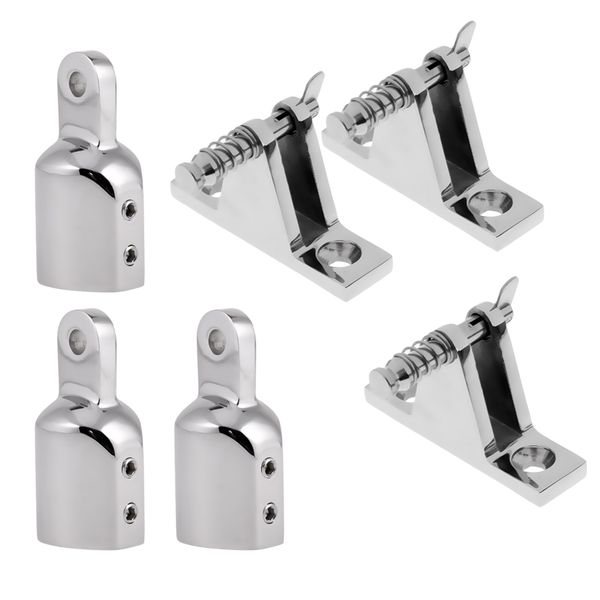 

6pcs marine boat deck hinge with eye end cap stainless bimini fittings