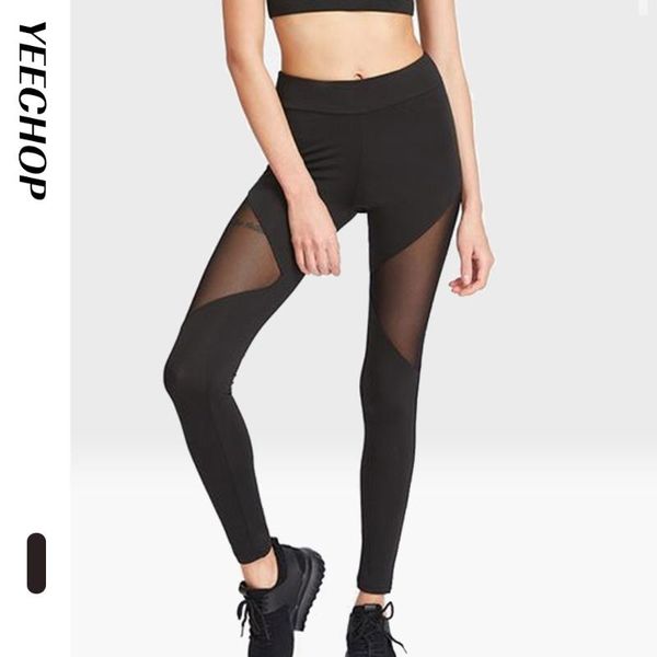 

yeechop yoga pants women high waist fitness wear mesh gym high elastic tummy control leggings sport wear, White;red