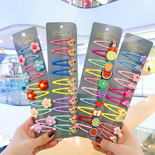 

proly 5/10pcs/set new fashion girls hairpin set candy color flower hair clips barrettes kids lovely hair accessories, Slivery;white