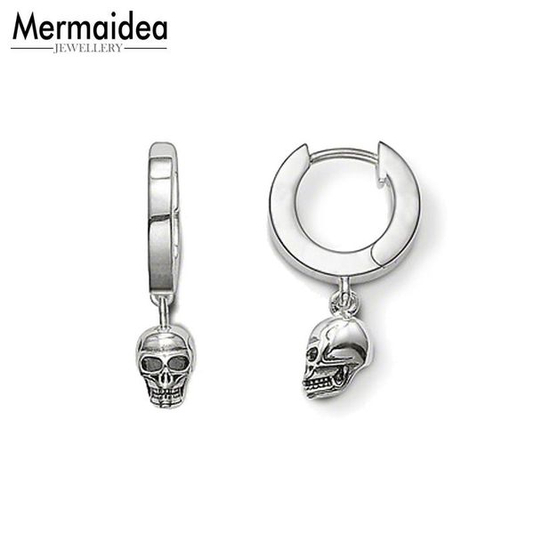 

hinged hoop earrings skull 2020 new gift 925 sterling silver trendy fashion good jewerly for women, Golden