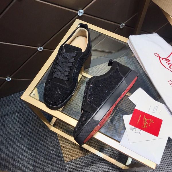 

new style high-end luxury men's casual sports shoes fashion brand autumn and winter shoes leather upper star diamond embellishment kjtr, Black