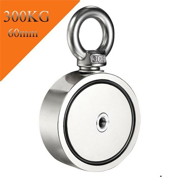 

200/300/500kg portable durable powerful strong double-sided fishing magnet with 10 meter rope strong magnetic ring magnet stone