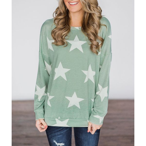 

women t shirt ladies long sleeve star print casual t-shirt spring autumn harajuku camiseta feminina ws9787v, White