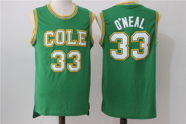 

shaquille 33 o'neal jersey cole high school basketball jerseys oneal o neal uniforms for sport fans breathable embroidery green, Black;red