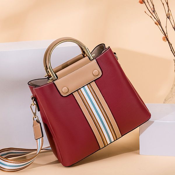 

bag 2019 new fashion leather women's bag hit color handbag single shoulder oblique satchel