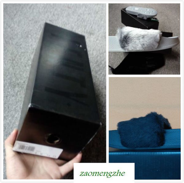 

send box rihanna leadcat fenty slippers faux fur slides sandal fashion women slide pink black white grey sandals slipper