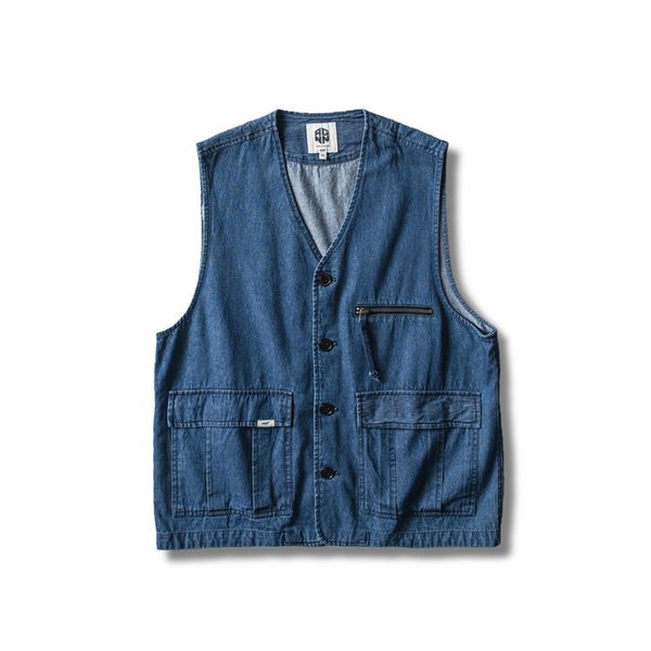 

2019 autumn new korean men' japanese cotton loose large size original denim solid color casual sleeveless tooling vest, White;black