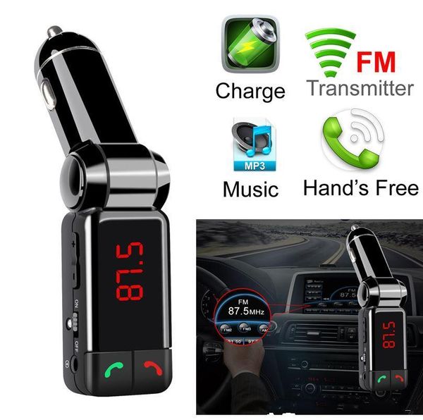 BC06 Bluetooth Car Bluetooth Transmissor FM Transmissor MP3 Player Handsfree USB carregador com duplo USB carregando 5V / 2A LCD U disco