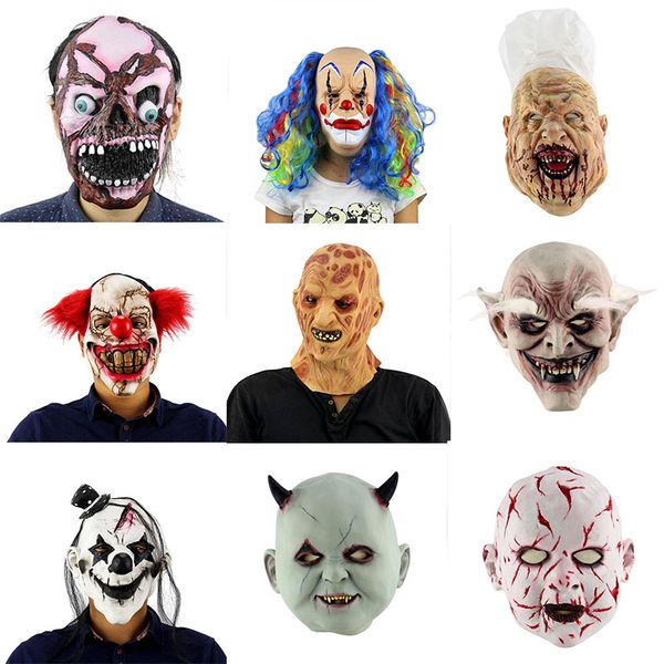 

40 color horror mask scared party haunted dress tool escape bloody scary head cover makeup event festive accessories decor