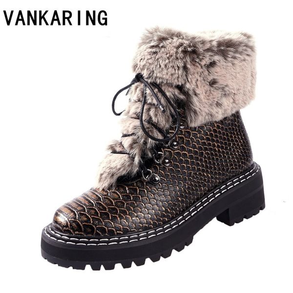

new 2020 genuine cowhide+print leather snow boots australia style classic women ankle boots women casual shoes warm winter, Black