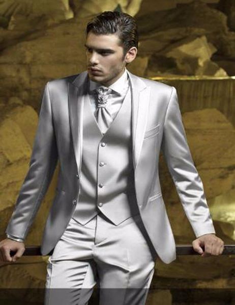 

fashionable two buttons groomsmen peak lapel groom tuxedos men suits wedding/prom/dinner man blazer(jacket+pants+tie+vest) 548, Black;gray