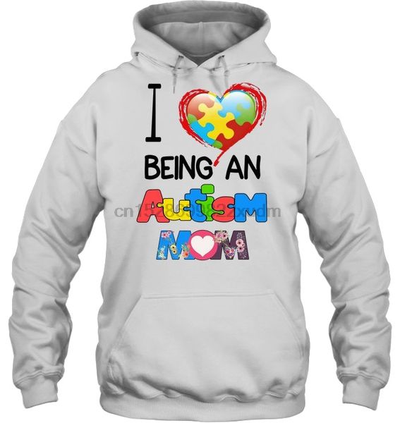 

men hoodie i love being an autism mom women streetwear, Black