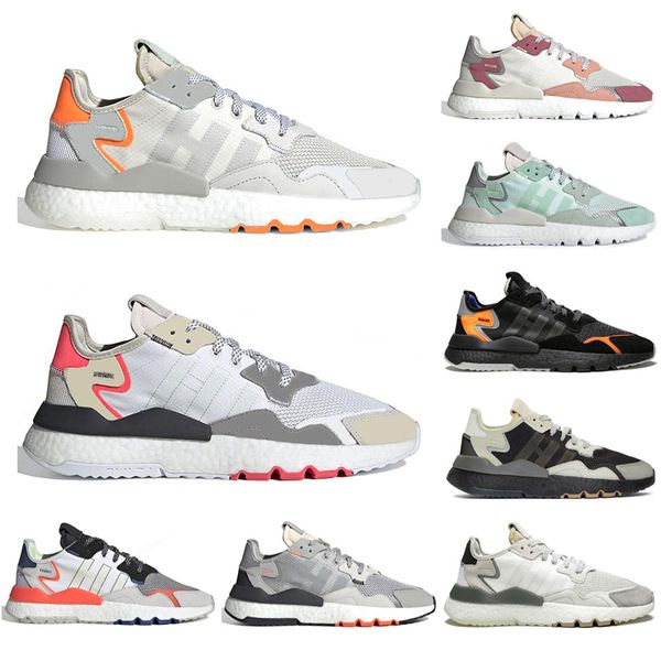 

nite jogger men women running shoes 3m reflective trace pink beige triple black white grey mens trainer fashion sports sneakers 36-45, White;red