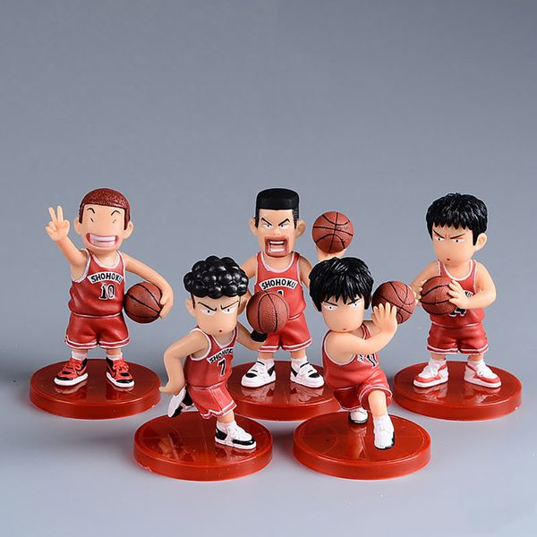

5pcs/set q version playing basketball model cute basketball team doll automobile interior decoration ornament car ornaments gift