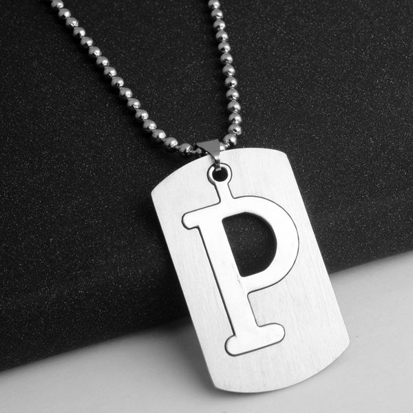 alfabeto inglese in acciaio inossidabile -P nome segno ciondolo collana lettera iniziale simbolo lettera staccabile gioielli collana a doppio strato di testo
