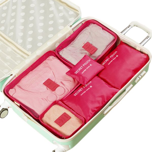 

6 pcs/set organizer travel bag storage tidy pouch luggage organizer cabinet wardrobe large travel bag luggage suitcase, Black