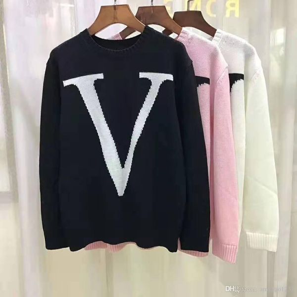 

1107 2019 осень бренд тот же стиль белый свитер пуловер с длинным рукавом круглый вырез письмо печати роскошь цянь, White;black