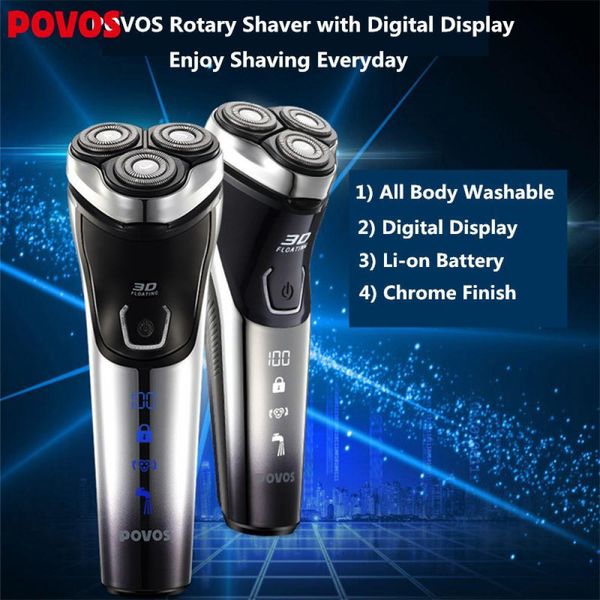 

povos factory direct sale rechargeable electric shaver washable shaving usb charge razor triple blades waterproof pq8703