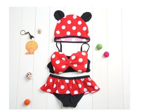 

бикини купальник swimsuitbig лук милый сплит юбка бикини костюм-тройка горошек baby girl купальник, White;black