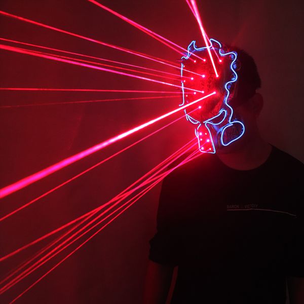 

red laser predator mask movie theme cosplay glow in dark led glowing scary mask halloween party mask for glow party supplies