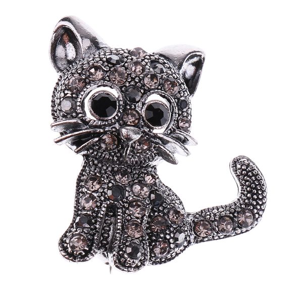

vintage jewelry rhinestone crystal wedding bouquet cat brooch pin, Gray