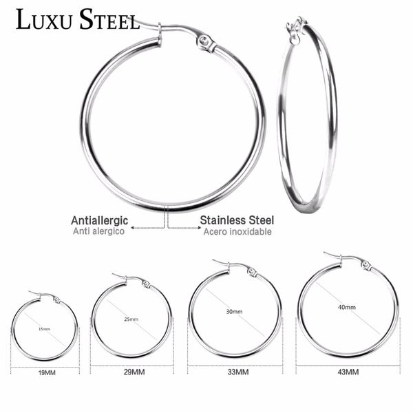 

luxusteel pendientes mujer hoop earrings stainless steel gold/silver/rose color circle basketball earring for women /girl aretes, Golden;silver