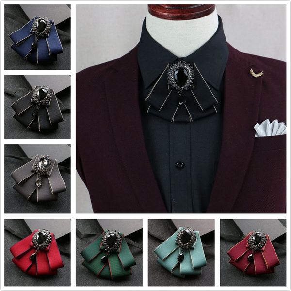 

new retro mens british style luxury diamond bow tie clip on neck bow tie for mens wedding suit clothing accessories zjm9051, Blue;purple
