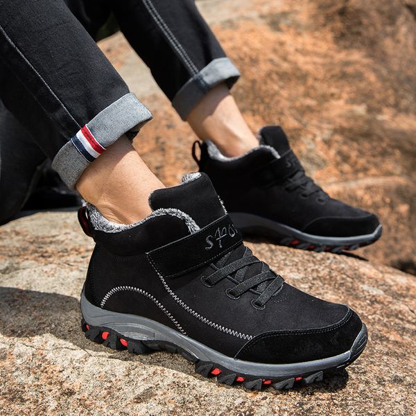 

autumn winter suede hiking shoes men women climbing shoes warmth high mountain trekking antiskid sneakers 36-45