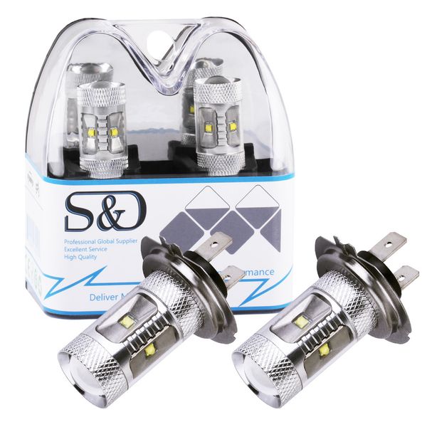 

s&d 2pcs h7 led bulbs driving light 5 cree chips daytime running light fog lamp 12v parking car source car bulbs drl d030