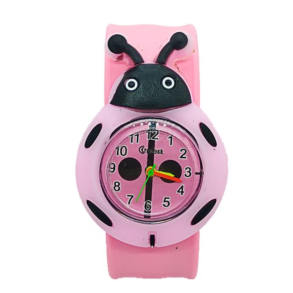 

fashion cartoon bee ladybug slap watch for children sports quartz wristwatches baby girl gift kids student watches clock relogio, Slivery;brown