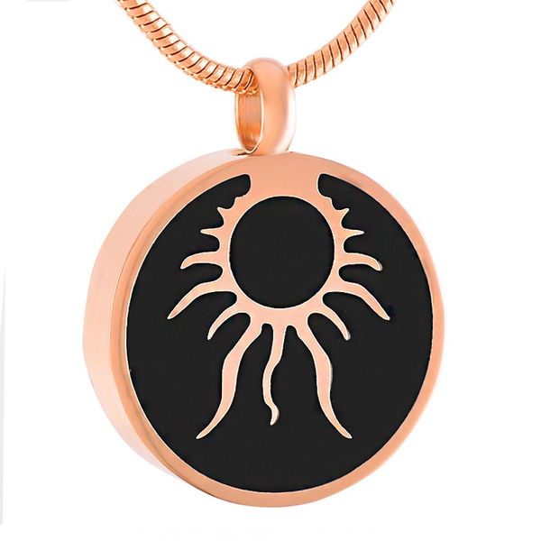 

ijd8443 розовое золото циркуляр sunshion из нержавеющей стали кремация ожерелье для памяти для пепла урна мемориал сувенирная подвеска мужчи, Silver
