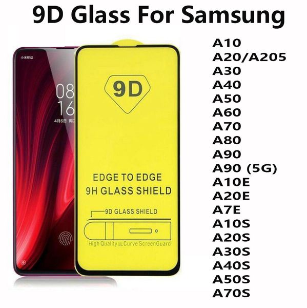 

9d full cover tempered glass protector for samsung a10 a20 a205 a30 a40 a50 a60 a70 a80 a90 a10e a20e a7e a10s a20s a30s a40s a50s a70s