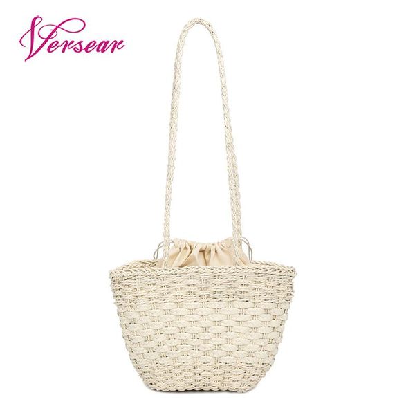 

versear womens handmade straw bag bohemia woven rattan bags summer vacation beach bag vintage drawstring lining straps bags 2019