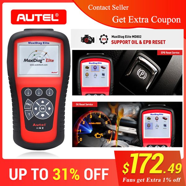 

autel maxidiag elite md802 all system diagnostic tool obd2 diagnostic scanner automotive tools obdii auto code reader pk md805