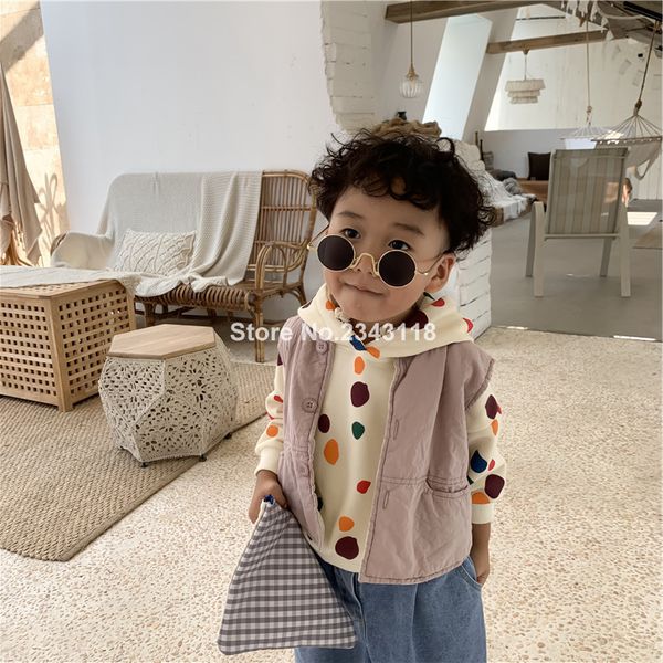 

корейский стиль мода мальчики твердых цветов тонкого хлопок жилет 1-6 лет девочка дети все-матч корейского стиль 4 цветов жилеты, Blue