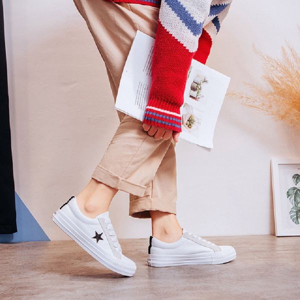 

shoes women 2019 new women's shoes tennis sports canvas flat student couple simple wild casual -1, Black