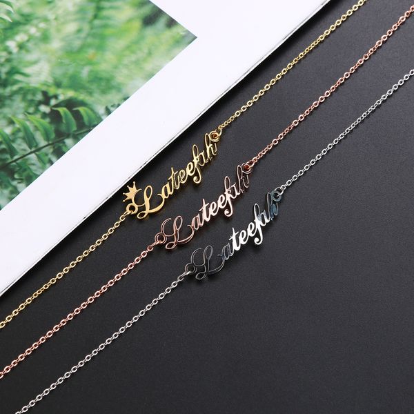 

lateefah personalized custom name women anklet bracelet foot jewelry stainless steel handmade letter chain anklets birthday gift, Red;blue