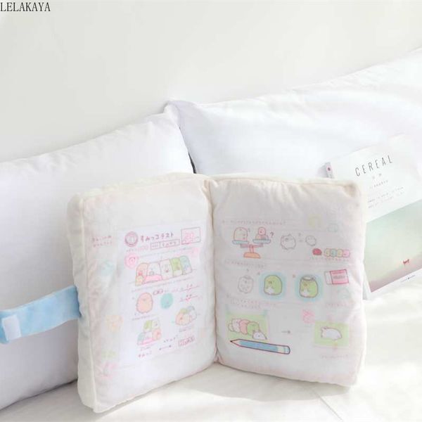 

cartoon anime sumikkogurashi animals printed creative plush pillow soft stuffed book shaped foldable back cushion gift doll 48cm