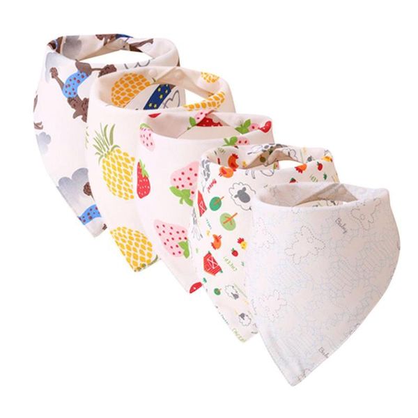 

5pcs newborn baby bibs cartoon feeding cloth folding triangles scarf bibs drool scarf baby care accessories &w