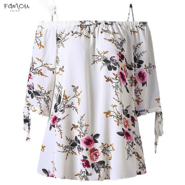 

Plus Size 5Xl Off Shoulder Top Women Clothes Boho Floral Print Summer Loose Chiffon Blouse Blusas Big Size