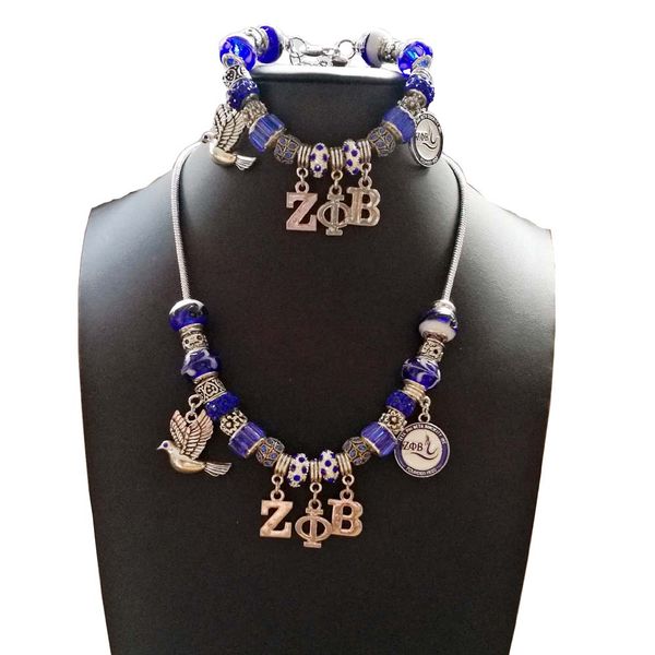 

european style vintage silver plated charm pandor zeta phi beta sorority greek zpb diy charm necklace bracelet jewerly