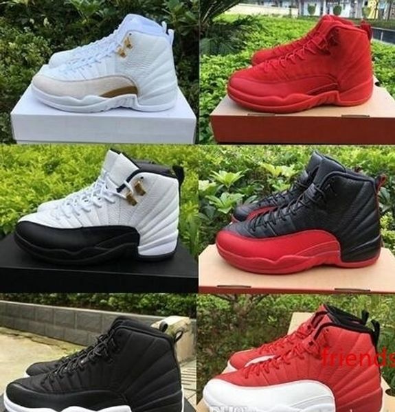 

12 12s white gym red dark grey men womens basketball shoes taxi blue suede flu game cny sneakers